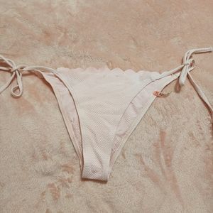 Blush Pink Scalloped Tie Bikini Bottoms